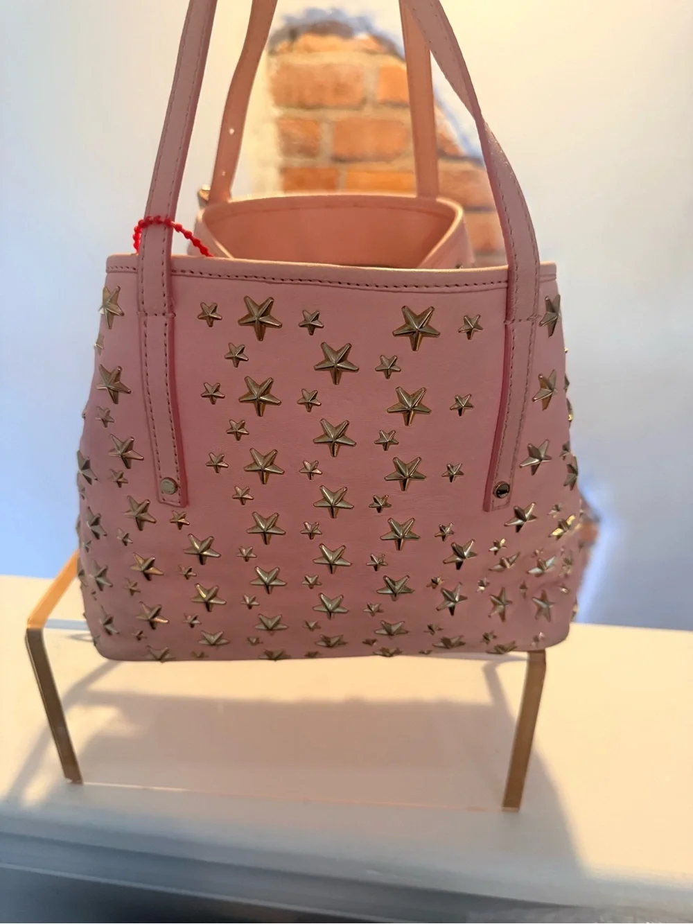 Jimmy Choo Sasha S Tote Bag in a gorgeous, soft pastel pink leather.